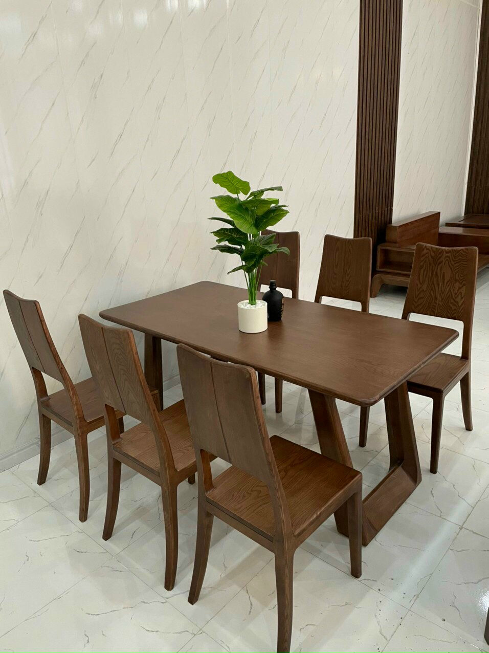bộ bàn ăn vuông 6 ghế gỗ sang trọng